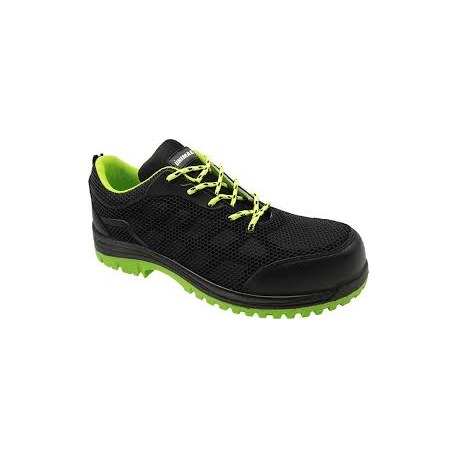 Παπούτσια ασφαλείας S1P από δέρμα με αναπνεούμενο, ανθεκτικό υλικό KPU χρώματος μαύρο